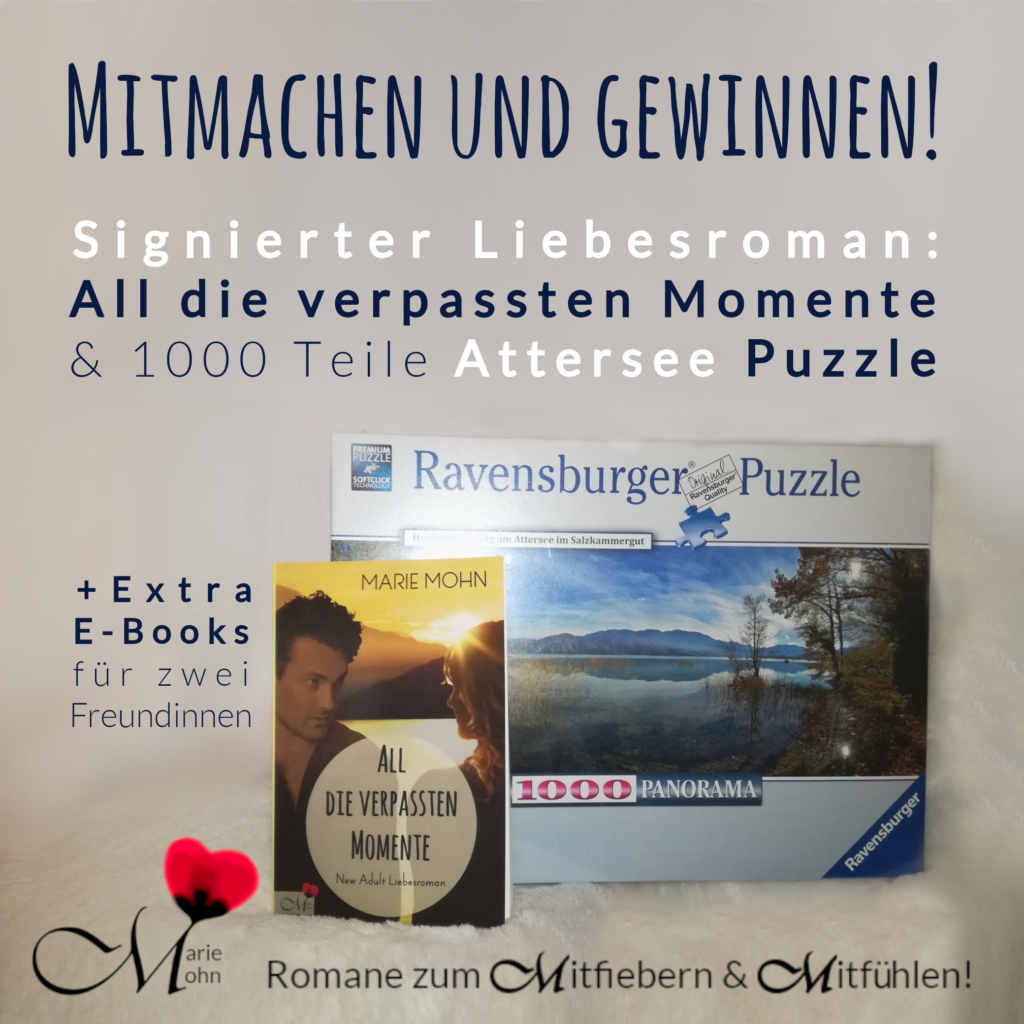 Gewinnspiel: Attersee-Puzzle von Ravensburger und Attersee-Roman All die verpassten Momente als Taschenbuch inklusvie zwei E-Books